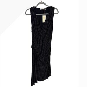 Ramy Brook Studded Mariella Dress Black Asymmetrical V-Neck Sleeveless Large NEW